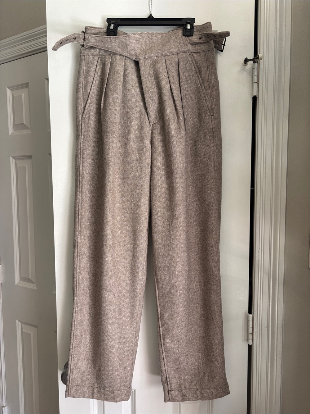 Banana Republic Beige High-Waist Tailored Trousers
